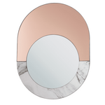 Beliani Stensko ogledalo ovalno 65 x 50 cm roza zlato / beli marmor RETY