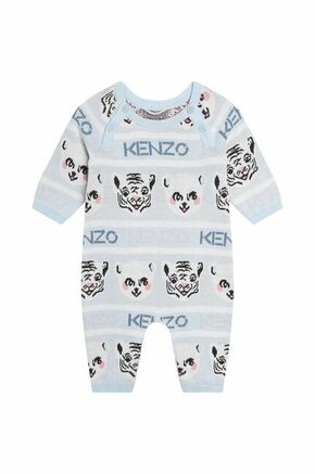Kenzo Kids bombažen pajac za dojenčka - modra. Pajac za dojenčka iz kolekcije Kenzo Kids. Model izdelan iz mehke pletenine.