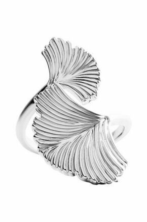 Posrebren prstan Lilou Ginko - srebrna. Prstan iz kolekcije Lilou. Model izdelan iz nerjavečega jekla