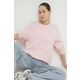 Bombažen pulover Desigual ženska, roza barva - roza. Pulover iz kolekcije Desigual, izdelan iz elastične pletenine. Model iz izjemno udobne bombažne tkanine, ki je zračna.