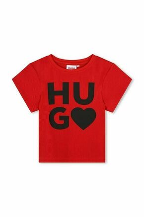 Otroška kratka majica HUGO rdeča barva - rdeča. Otroške kratka majica iz kolekcije HUGO. Model izdelan iz tanke