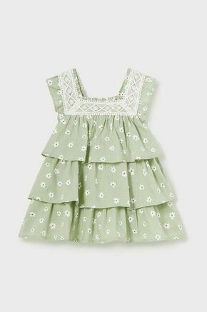 Otroška bombažna obleka Mayoral zelena barva - zelena. Za dojenčke obleka iz kolekcije Mayoral. Model izdelan iz vzorčastega materiala. Model iz zračne bombažne tkanine.