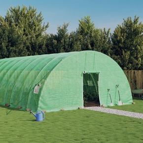 VidaXL Rastlinjak z jeklenim ogrodjem zelen 108 m² 18x6x2