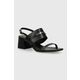 Usnjeni sandali Calvin Klein HEEL SANDAL 45 MET BAR LTH črna barva, HW0HW02056 - črna. Sandali iz kolekcije Calvin Klein. Model izdelan iz naravnega usnja. Model z usnjeno notranjostjo, ki je udobna za noge.