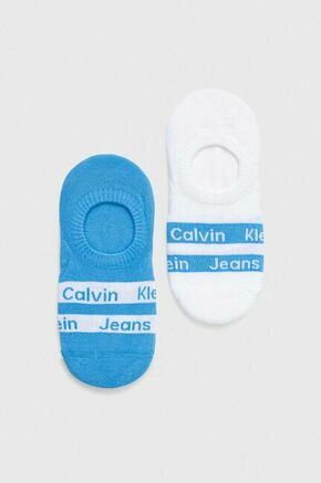 Nogavice Calvin Klein 2-pack ženski - modra. Kratke nogavice iz kolekcije Calvin Klein. Model izdelan iz elastičnega