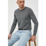 Volnen pulover BOSS moški, siva barva - siva. Pulover iz kolekcije BOSS. Model izdelan iz tanke, elastične pletenine. V modelu so uporabljeni visokokakovostni materiali.