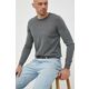 Volnen pulover BOSS moški, siva barva - siva. Pulover iz kolekcije BOSS. Model izdelan iz tanke, elastične pletenine. V modelu so uporabljeni visokokakovostni materiali.