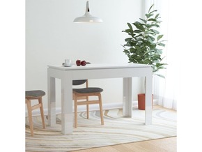 VIDAXL jedilna miza visok sijaj bela 120x60x76 cm iverna plošča