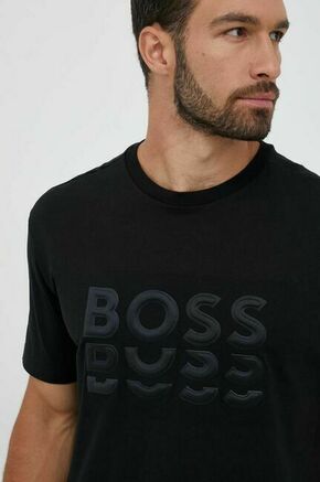 Bombažna kratka majica Boss Green BOSS GREEN črna barva - črna. Kratka majica iz kolekcije Boss Green