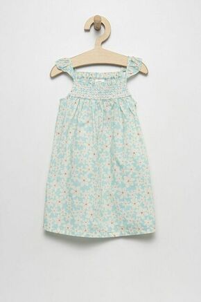 Otroška bombažna obleka GAP - modra. Otroška Obleka iz kolekcije GAP. Nabran model izdelan iz vzorčaste tkanine.