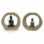 NEW Okrasna Figura DKD Home Decor Črna Naraven Buda 20,5 x 6 x 18,5 cm (2 kosov)