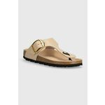 Usnjene japonke Birkenstock Gizeh ženske, bež barva, 1026572 - bež. Japonke iz kolekcije Birkenstock. Model je izdelan iz naravnega usnja. Model z mehkim, oblikovanim vložkom zagotavlja udobje.
