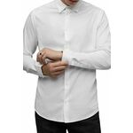 Bombažna srajca AllSaints Simmons moška, bela barva - bela. Srajca iz kolekcije AllSaints. Model izdelan iz bombažne tkanine. Ima klasičen, rahlo ojačan ovratnik.