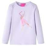 vidaXL Otroška majica z dolgimi rokavi potisk balerine svetlo vijolična 92