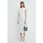 Obleka Marella bela barva, 2413221122200 - bela. Lahkotna obleka iz kolekcije Marella. Model izdelan iz enobarvne tkanine. Model iz zračne tkanine z visoko vsebnostjo bombaža.
