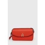 Usnjena torbica Furla rdeča barva - rdeča. Majhna torbica iz kolekcije Furla. Model na zapenjanje, izdelan iz naravnega usnja.