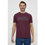 Bombažna kratka majica BOSS CASUAL moška, vijolična barva - vijolična. Kratka majica iz kolekcije BOSS, izdelana iz tanke, elastične pletenine. Model iz izjemno udobne bombažne tkanine.