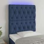 Greatstore LED posteljno vzglavje modro 80x7x118/128 cm blago