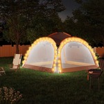 Vrtni šotor LED s 4 stranicami 3,6x3,6x2,3 m siv in oranžen