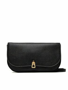 Usnjena torbica Coccinelle črna barva - črna. Majhna torbica iz kolekcije Coccinelle. Model na zapenjanje