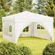 Vidaxl Zložljiv vrtni šotor s stranicami krem 3x3 m
