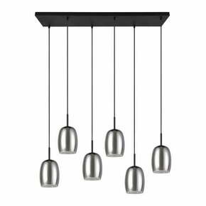 Črna/srebrna viseča svetilka s steklenim senčnikom Barret – Trio Select