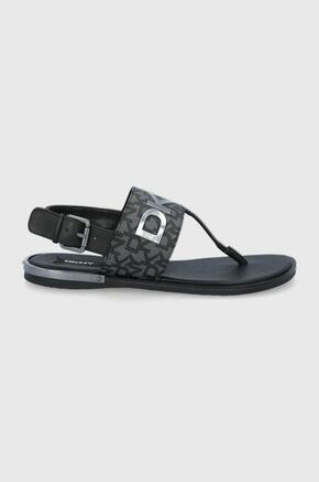 Dkny usnjene sandale - črna. Sandali iz kolekcije Dkny. Model izdelan iz kombinacije naravnega in organskega usnja.