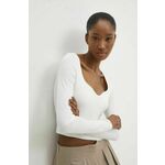 Majica z dolgimi rokavi Answear Lab ženski, bela barva - bela. Majica z dolgimi rokavi iz kolekcije Answear Lab, izdelana iz tanke, elastične pletenine. Model iz izjemno udobne tkanine z visoko vsebnostjo bombaža.