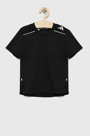 Otroška kratka majica adidas črna barva - črna. Otroški kratka majica iz kolekcije adidas. Model izdelan iz elastične pletenine.