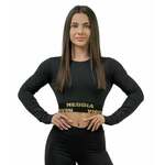Nebbia Long Sleeve Crop Top INTENSE Perform Black/Gold S Fitnes majica