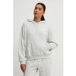 Pulover New Balance French Terry Small Logo Hoodie - siva. Pulover s kapuco iz kolekcije New Balance, izdelan iz elastične pletenine. Model iz zračne tkanine z visoko vsebnostjo bombaža.