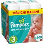 Pampers plenice Active Baby 3 Midi, 208 kosov