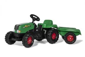 Rollytoys Rolly Kid pedalni traktor s stranskim tirom - zeleno-rdeča