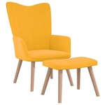 Gugalni stol s stolčkom gorčično rumen žamet