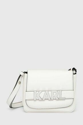 Torbica Karl Lagerfeld bela barva - bela. Majhna torbica iz kolekcije Karl Lagerfeld. Model na zapenjanje