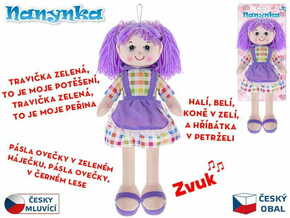 WEBHIDDENBRAND Lutka Nanynka vijolična 50 cm mehko telo na baterije češko govorjenje in petje