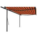 Vidaxl Avtomatsko zložljiva tenda s stebrički 5x3 m oranžna in rjava