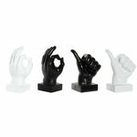 NEW Okrasna Figura DKD Home Decor Bela Črna Pisana Roka 14 x 9 x 21 cm (4 kosov)