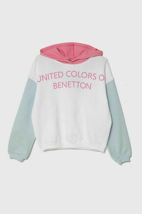 Otroški bombažen pulover United Colors of Benetton bela barva