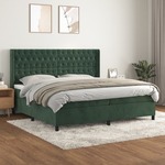 Box spring postelja z vzmetnico temno zelena 200x200 cm žamet - vidaXL - Zelena - 96,43 - 200 x 200 cm - vidaXL