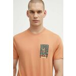 Bombažna kratka majica Rip Curl moški, oranžna barva - oranžna. Kratka majica iz kolekcije Rip Curl, izdelana iz elastične pletenine. Model iz zračne bombažne tkanine.