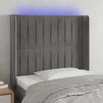 Greatstore LED posteljno vzglavje svetlo sivo 103x16x118/128 cm žamet