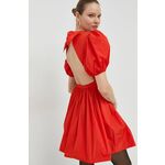 Obleka Red Valentino oranžna barva - oranžna. Obleka iz kolekcije Red Valentino. Nabran model, izdelan iz enobarvnega materiala.