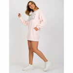 Ex moda Ženska prevelika potiskana majica DIANNE svetlo roza EM-BL-U719.82P_387643 Univerzalni