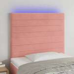 Vidaxl LED posteljno vzglavje roza 80x5x118/128 cm žamet