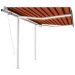 Greatstore Avtomatska tenda LED + senzor 3,5x2,5 m oranžna in rjava