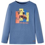vidaXL Otroška majica z dolgimi rokavi modra melange 116