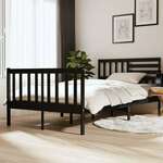 shumee Okvir za posteljo, črn, masivni les, 120x190 cm, 4FT, dvojni