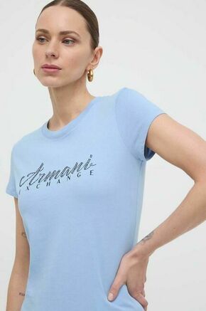 Bombažna kratka majica Armani Exchange turkizna barva - modra. Kratka majica iz kolekcije Armani Exchange. Model izdelan iz tanke