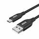 MAX kabel USB 2.0 - micro USB, 2 m, pleteni, črni (UCM2B)